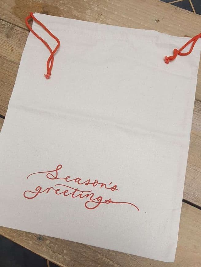 Seasons Greetings Cotton Sack