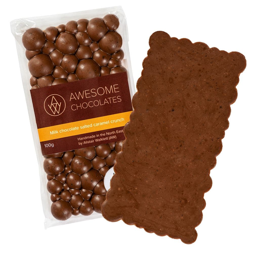 Milk chocolate salted caramel crunch 35%: Awesome Chocolates (100g)
