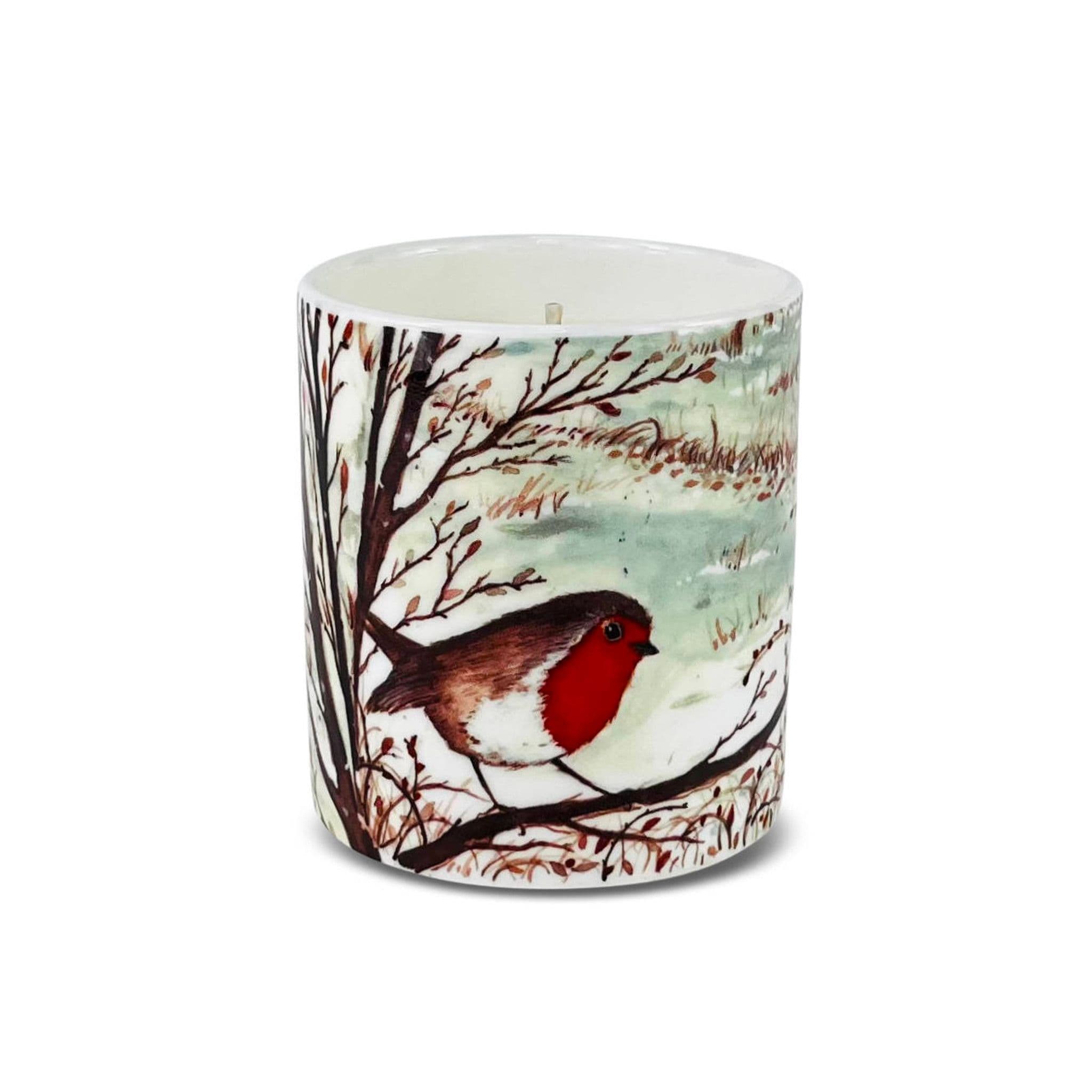 Heaven Scent Plum Pudding Robin Bone China Candle